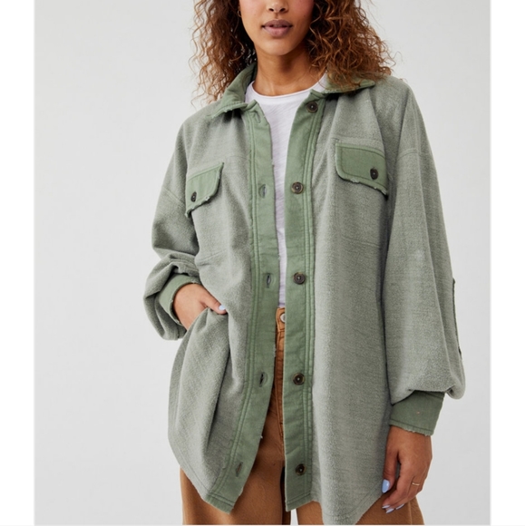 Free People Jackets & Blazers - FREE PEOPLE Ruby Soft Oversized Shacket Jacket in Jaded